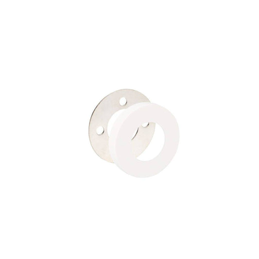 65mm Adapter Privacy Converter in white finish, compatible with Futura, Jura Elite, and Apollo hardware. Ideal for cabinet hardware upgrades.