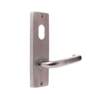 1901 square end plate with cylinder and 70 lever in stainless steel finish, suitable for mortice lock furniture in door hardware applications.