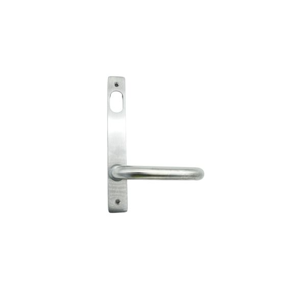 4901 SQUARE END PLATE WITH CYLINDER HOLE & 70 LEVER in stainless steel finish, ideal for mortice lock furniture in door hardware applications.