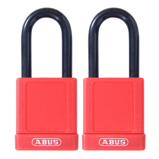 ABUS 74/40 Padlock Red Keyed Alike in Pairs with 4 Keys and 2 Labels Boxed