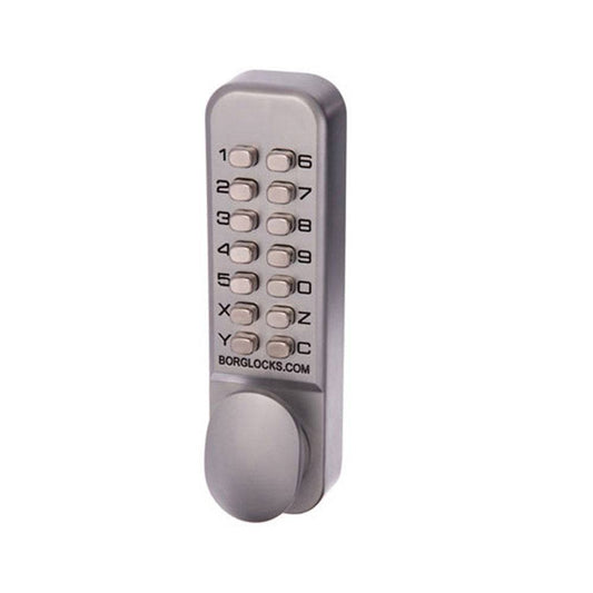 Borg Part 2000 Series Knob Keypad with a sleek metallic finish, featuring a numeric keypad for secure access. Ideal for hardware lock systems.