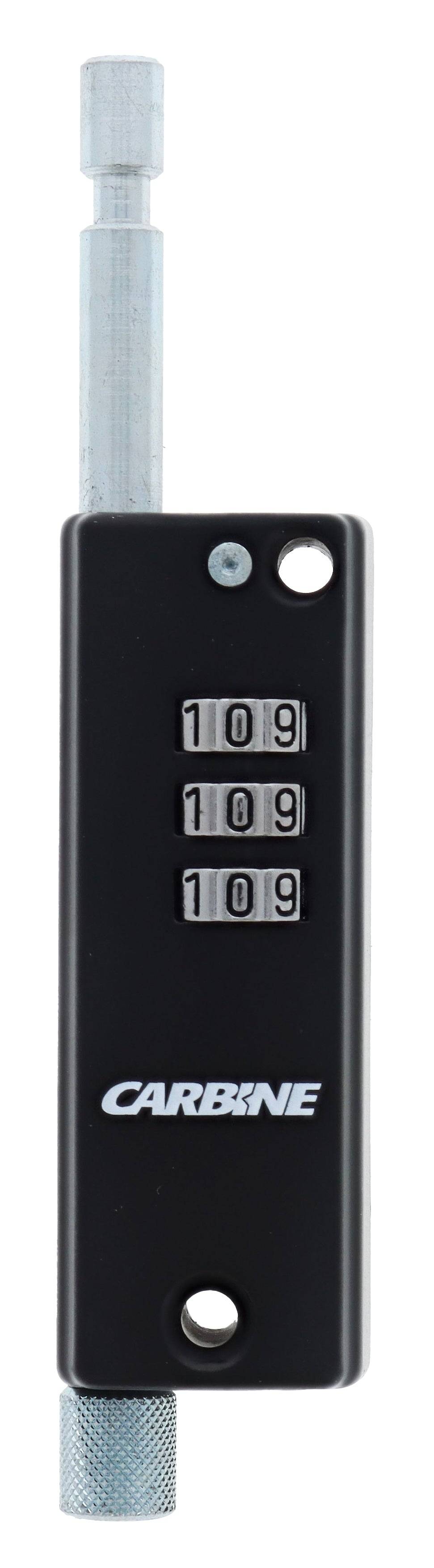 Carbine Mini Bolt Lock - 3 Dial Combo in black finish with secure window locking mechanism. Ideal for window and patio safety, sold in 6/Box.