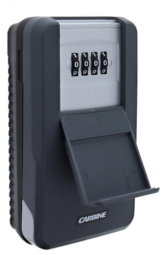 Large Dial Key Safe Wall Mount - Carbine CKS-W-DI-L with open cover showing 4-digit combination lock and secure key compartment.
