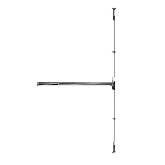Carbine Panic Exit Device CPE-2P-F-4 in stainless steel with 2-point locking for single doors sized 1220mm x 2130mm, no dogging feature.