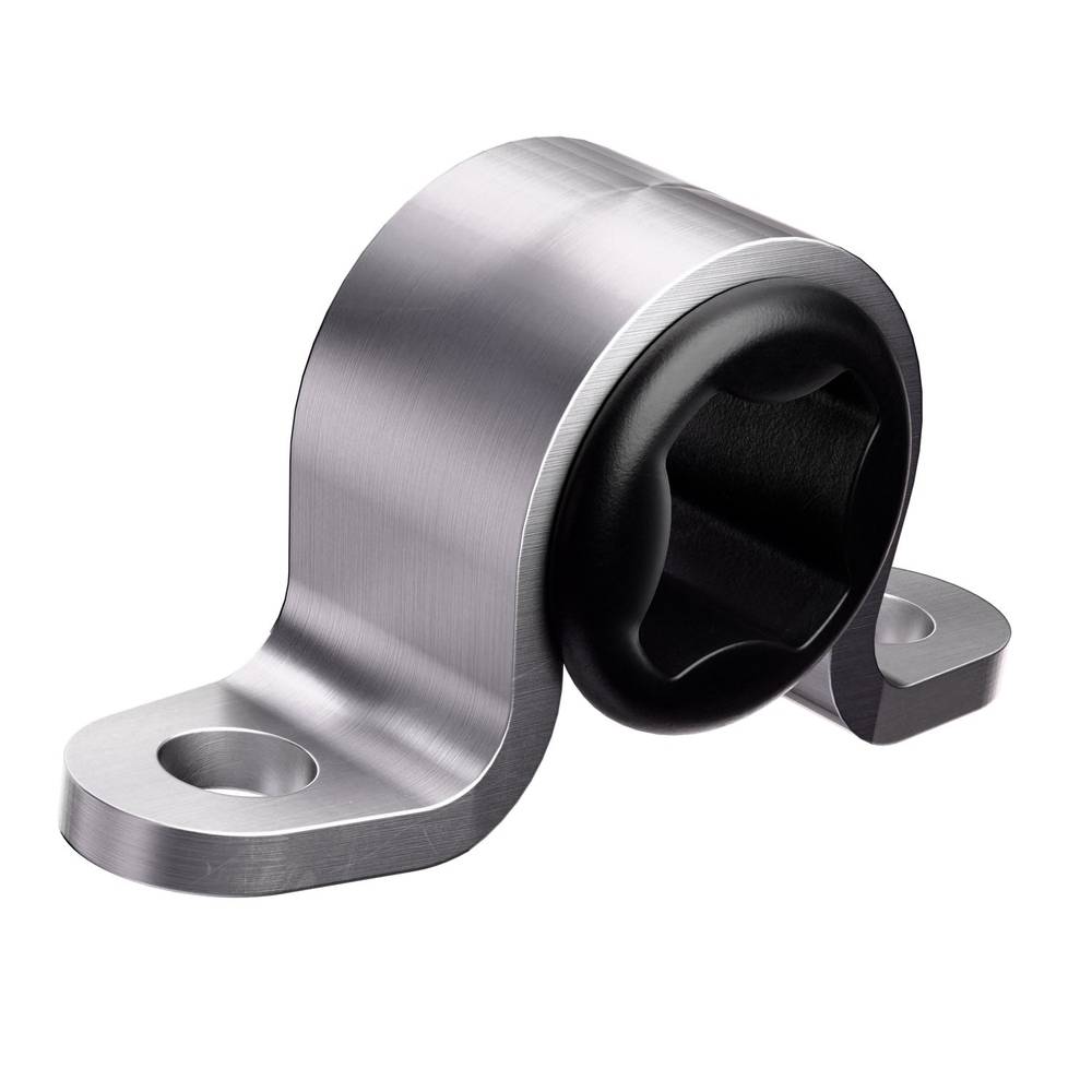 Carbine Panic Exit Rod Guide in silver finish with dual mounting holes. Ideal for securing panic exit rods in commercial emergency doors.