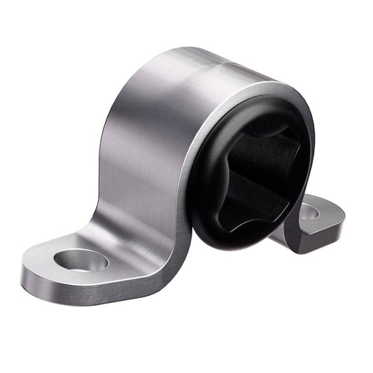 Carbine Panic Exit Rod Guide in silver finish with dual mounting holes. Ideal for securing panic exit rods in commercial emergency doors.