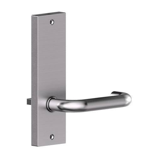 Carbine CSF19 Lever in stainless steel with internal rectangular plate and 7-lever mechanism, ideal for mortice lock furniture applications.