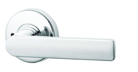 VELOCITY PRIVACY SET & L3 LEVER TP in polished chrome finish, modern residential leverset for door hardware applications.
