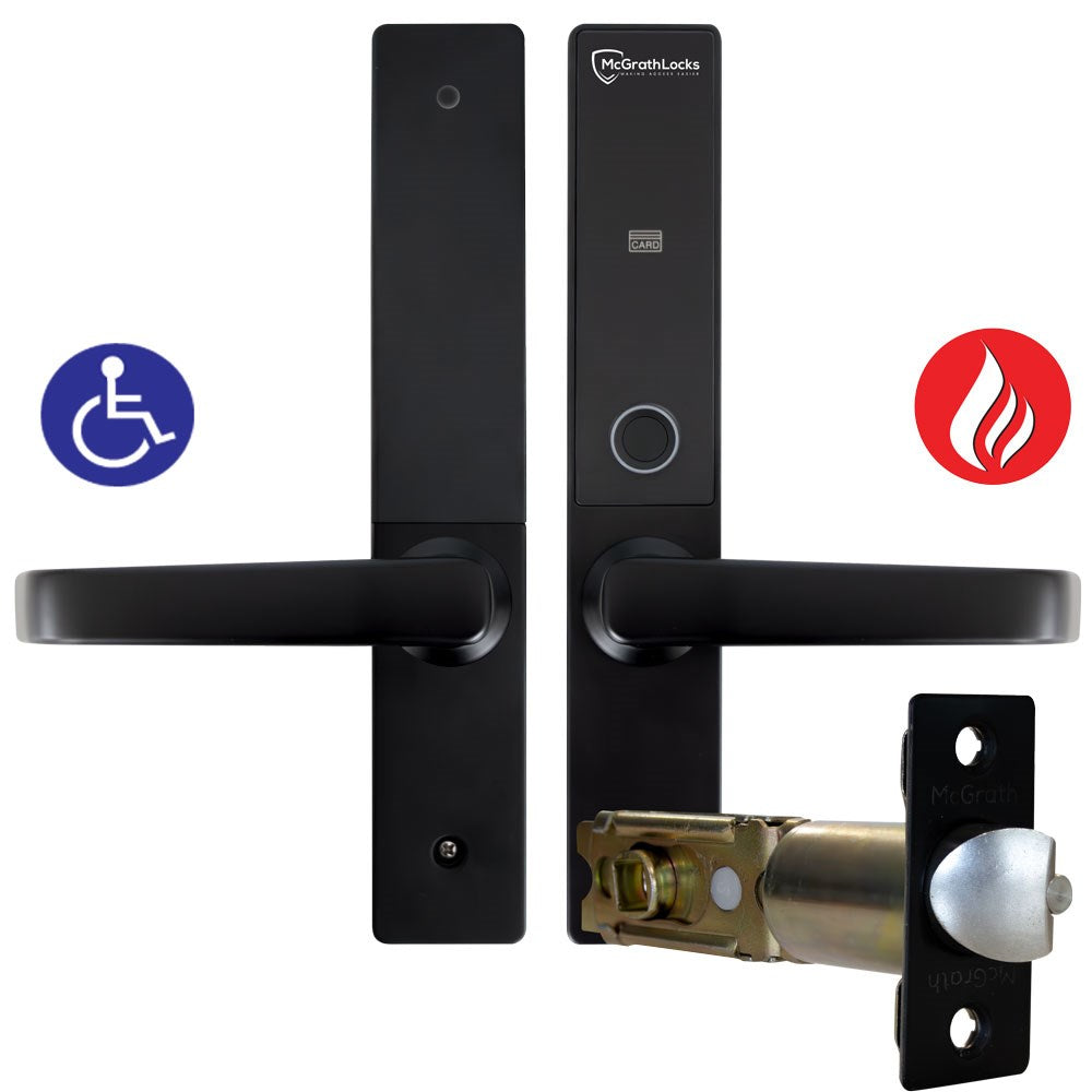 McGrath Hamilton Digital Lock With DDA Compliant Handles And 2 hour Fire Rating, Black Finish with 60/70mm Adjustable Latch McGrath
