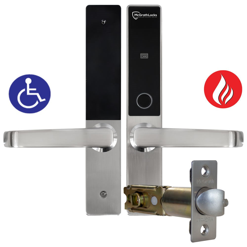 McGrath Hamilton Digital Lock With DDA Compliant Handles And 2 hour Fire Rating, Satin Nickel Finish with 60/70mm Adjustable Latch McGrath