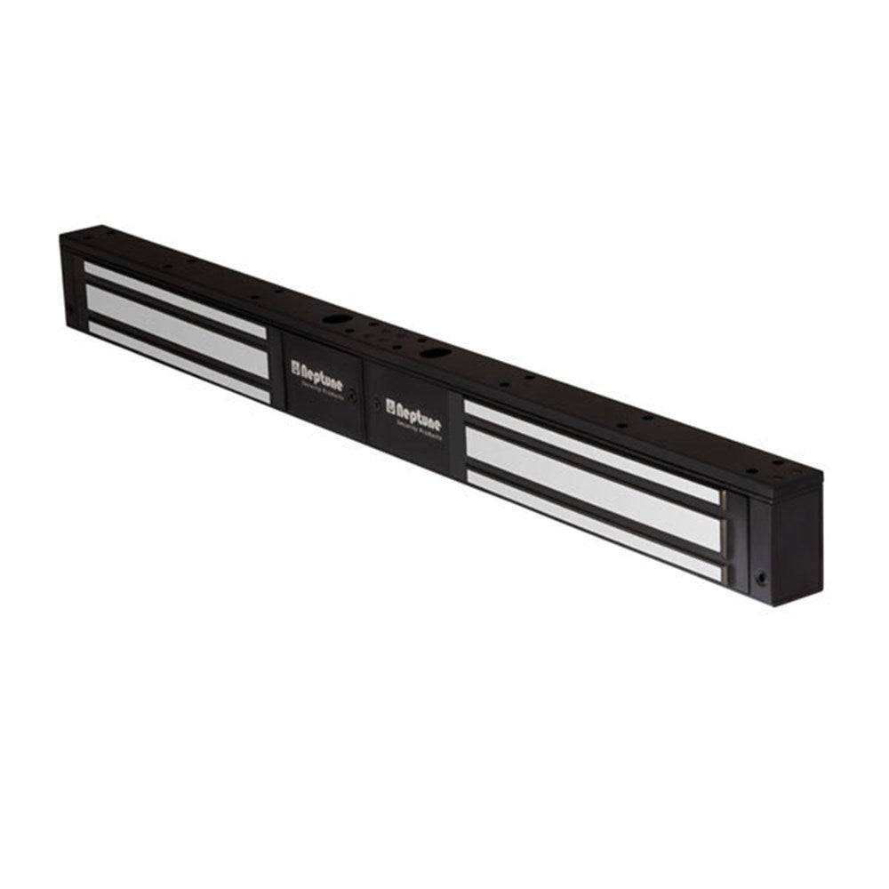 Neptune Double Door Maglock - 280kg Security in black finish, featuring dual voltage support and monitored magnetic lock for secure access control.
