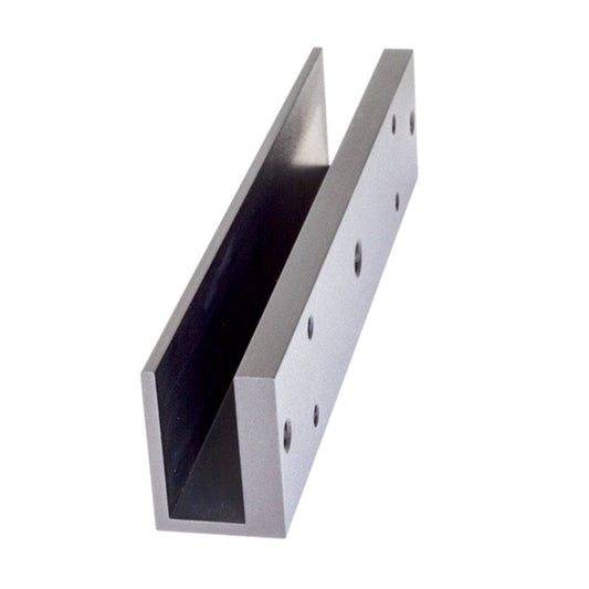 Neptune U Bracket NEML280M for frameless glass doors, anodised aluminium with satin finish, suits 10-17mm glass for magnetic locks.