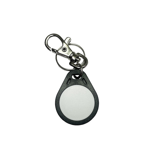 Neptune Keyfob DESFire EV3 2K - Black with keychain, programmable for access control systems. Durable design with sleek black finish and ink-jet numbering.