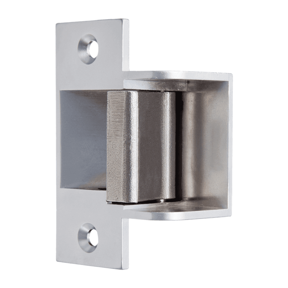 ROSS Compact Electric Strike, Versatile Installation for wooden, steel, and aluminium frames. Durable non-monitored door strike in silver finish.