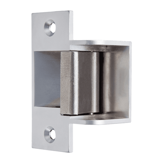 ROSS Compact Electric Strike, Versatile Installation for wooden, steel, and aluminium frames. Durable non-monitored door strike in silver finish.