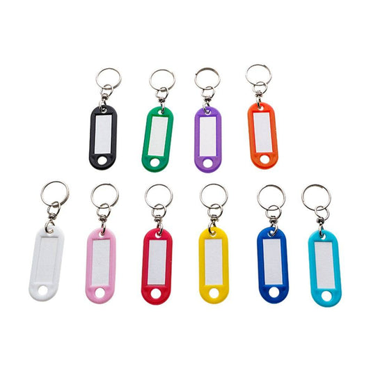 Soft Plastic Key Tags with Swivel - SILCA 200 Pack in 10 assorted colors with label windows and 19 mm keyrings, ideal for organizing keys.