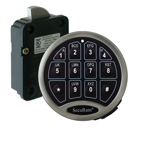 Securam Safelogic Basic Safe Lock and Entry Pad Set Satin Chrome Swing Bolt Securam