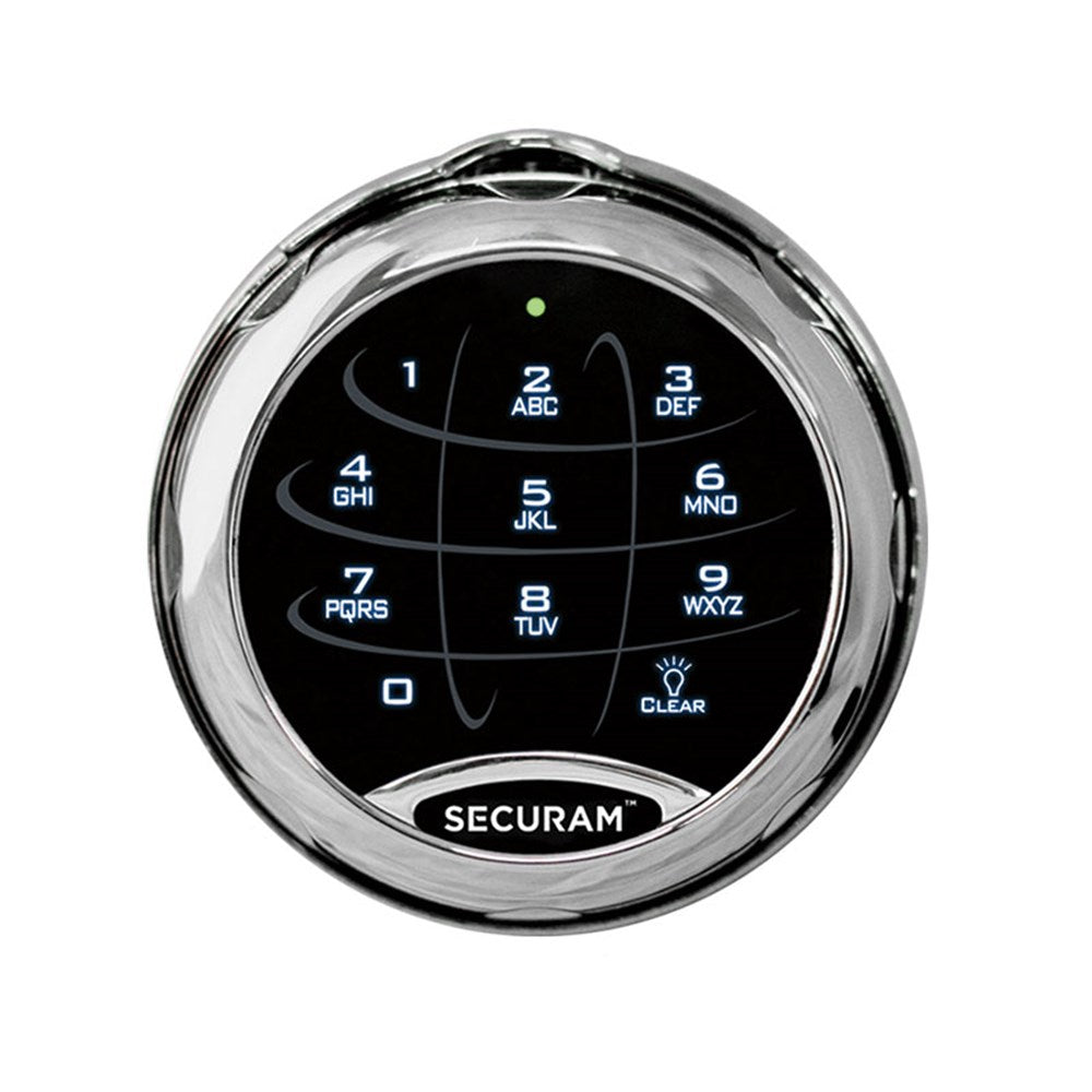 SECURAM SAFELOGIC XTREME ENTRY PAD DIAL RING W/6" SPINDLE AND CHANGE KEY CHROME - Harry's Door Hardware
