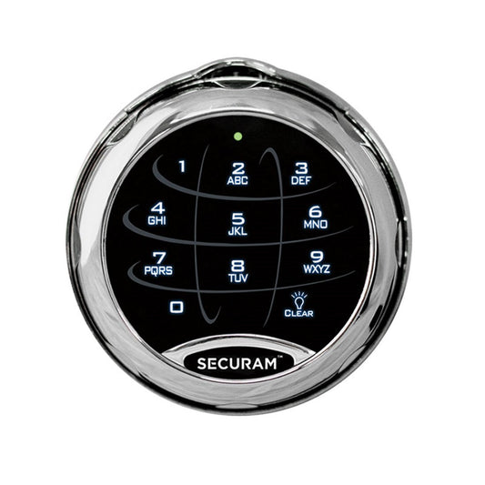 SECURAM SAFELOGIC XTREME ENTRY PAD DIAL RING W/6" SPINDLE AND CHANGE KEY CHROME - Harry's Door Hardware
