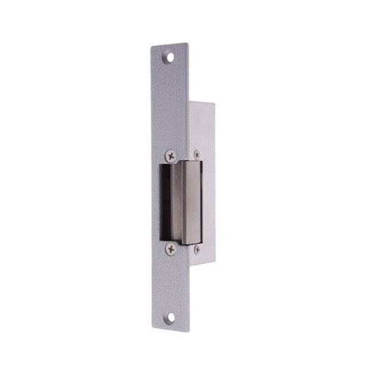 Neptune ST160F Electric Strike - Fail Safe for door frames, non-monitored model in silver finish, ideal for aluminum, steel, and timber doors.
