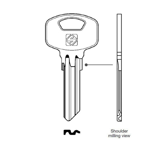 Silca YA89SM Key Blank for Yale Cylinders In Steel Silca