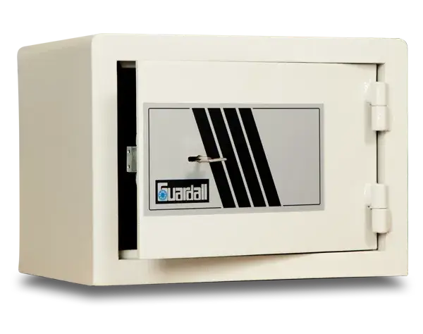 Guardall T80 gun safe with key lock, compact design for pistols, ideal for home or office firearm security and compliance.