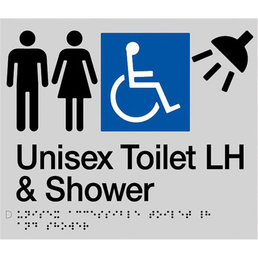 TTSM SIGN UNISEX DISABLED TOILET & SHOWER LH BLK/SIL TTSM