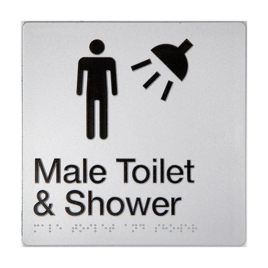 TTSM SIGN MALE TOILET & SHOWER  SIL/BLK TTSM