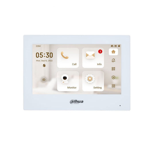 Dahua IP Indoor 7inch Residential/Apartment Intercom Touch Screen Monitor, White - DHI-VTH2621GW-P Dahua