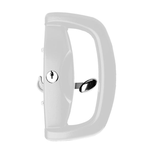 Whitco Blaxland Sliding Door Lockset with Double Cylinder Offset Outer Pull and Universal Strike in White - W500216 Whitco