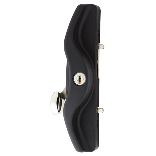 Whitco Lawson Sliding Door Lockset Double Cylinder LF24 Profile KD with Offset Outer Pull Universal Strike in Black - W505217 Whitco