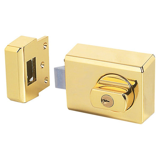 Whitco W75 Double Cylinder Deadlatch with Safety Release and Timber Frame Strike in Gold - W750602 Whitco