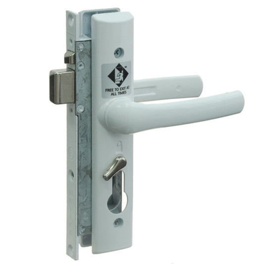 Whitco Tasman Escape Hinged Security Door Lock Kit without Cylinder in White - W807016 Whitco