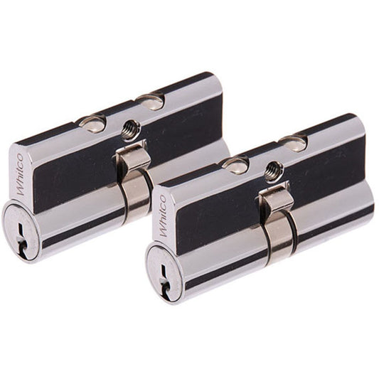 Whitco Euro Double Cylinder LW4 Profile KA with Lazy Cam Chrome Plate 62.5mm Pack of 2 - W842200 Whitco