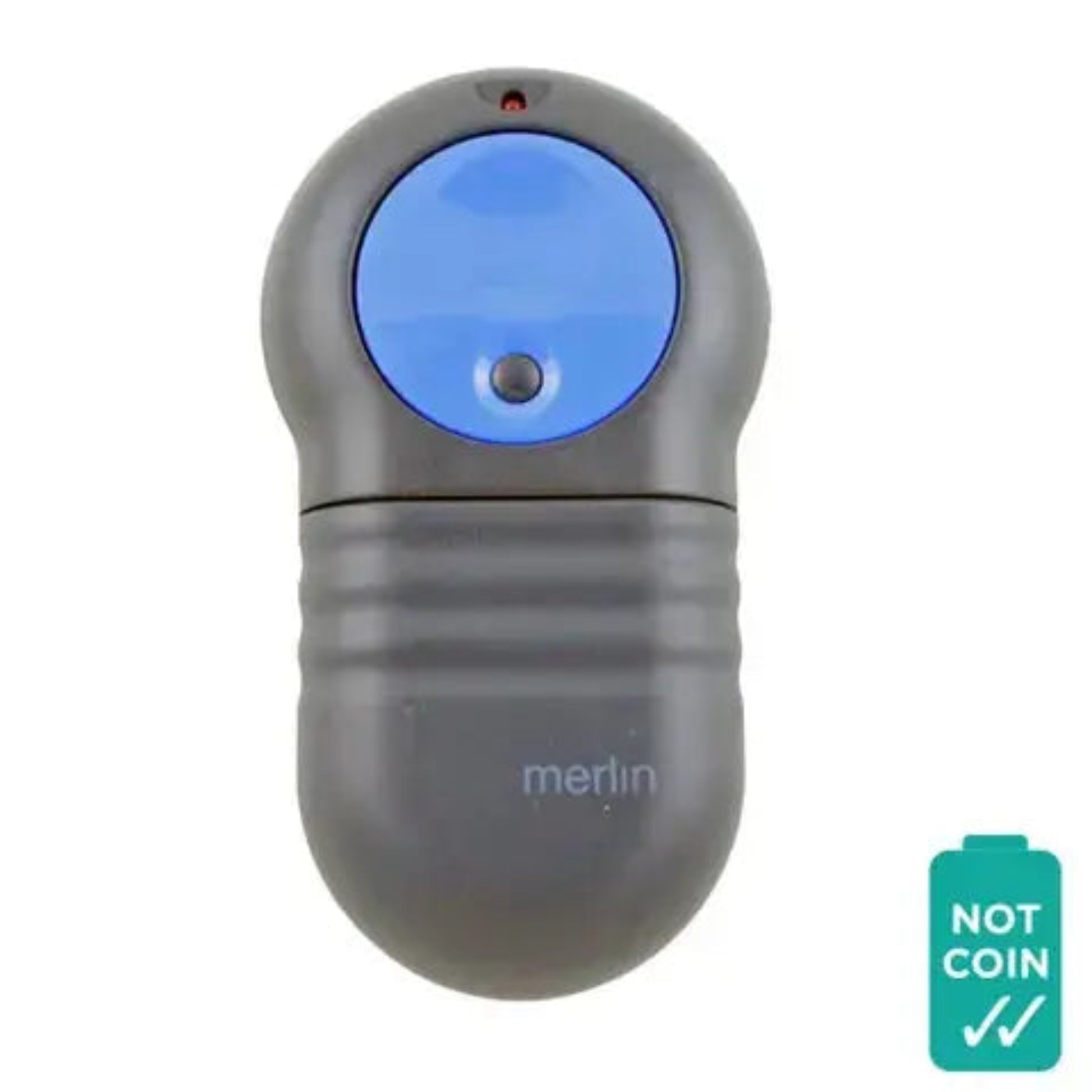 'MERLIN' - LARGE - 2-Channel garage remote with grey body and blue/grey buttons, ideal for controlling two garage doors or gates.