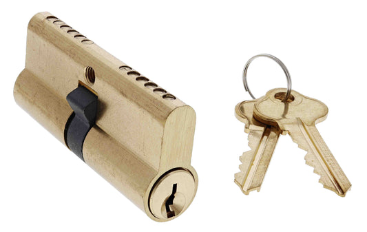 Lenlok Euro Double Cylinder, Fixed Cam, 6 pin, C4 Keyed Alike KA2, Polished Brass Boxed