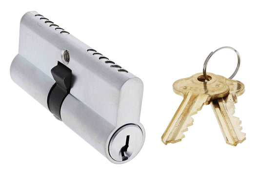Lenlok Euro Double Cylinder, Fixed Cam, 6 pin, C4 Keyed Alike KA4, Satin Chrome Boxed