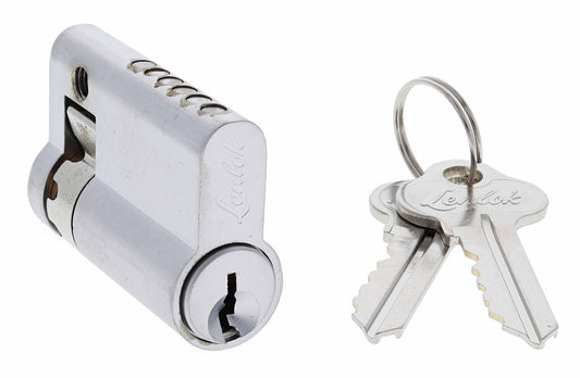 Lenlok Euro Half Cylinder, Fixed Cam, 6 pin, C4 Keyed to Differ , Satin Chrome Boxed