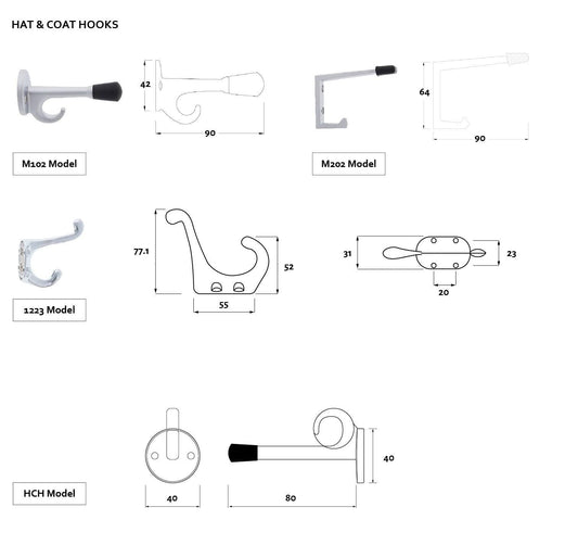 Lenlok 1237, Hat and Coat Hook, 4 Hole fixing, Poly Bag