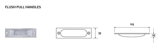 Lenlok Flush Pull with Screws, 115 X 34MM, Single, Satin Chrome