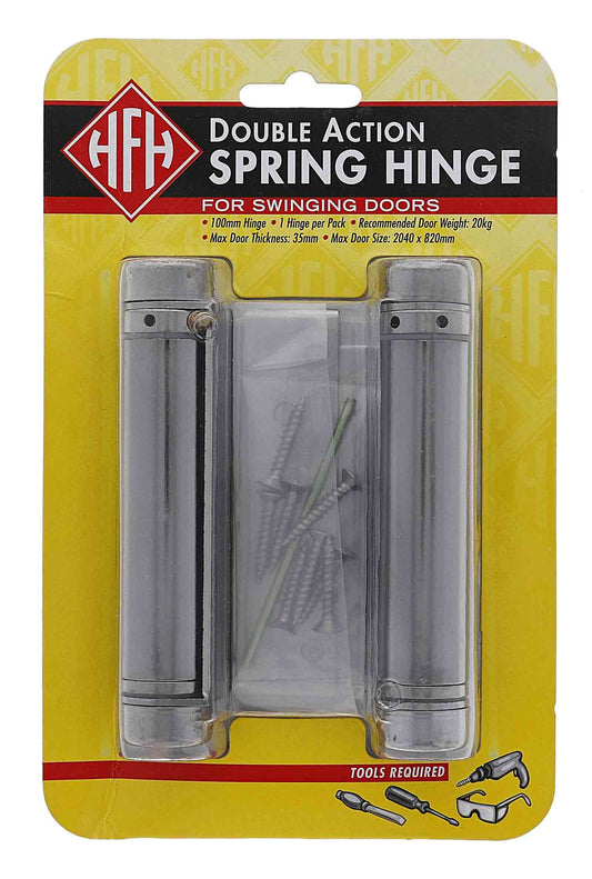 Lenlok Double Action, 100MM Spring Hinge, Display Pack, Chrome Plate