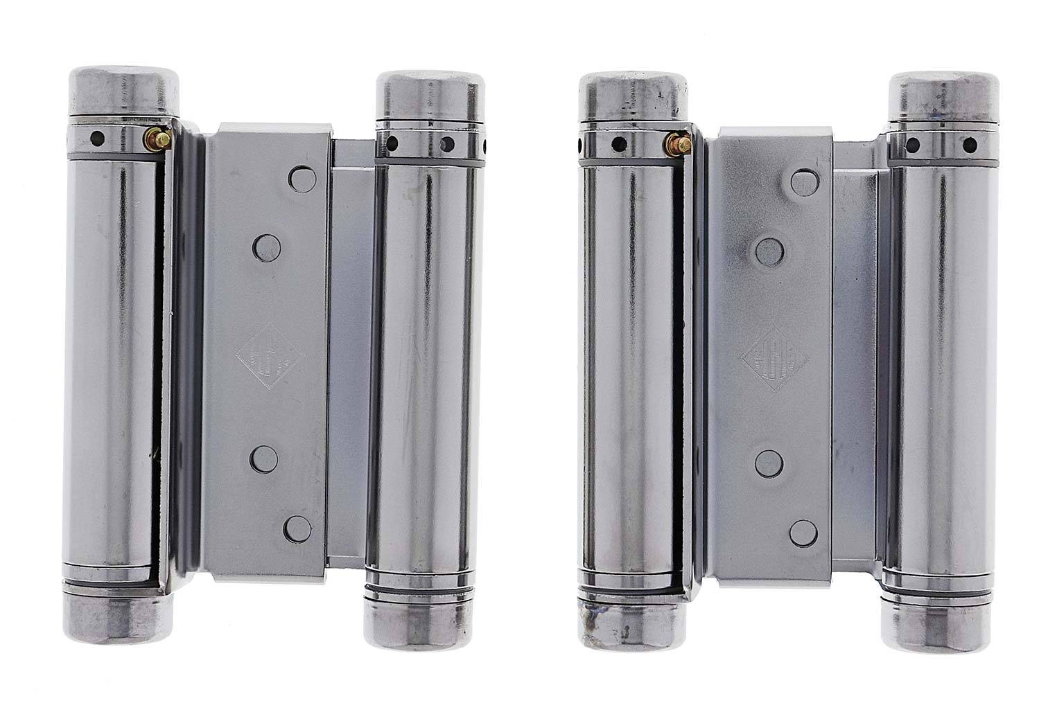 Lenlok Double Action, 100MM Spring Hinge, Pair, Chrome Plate