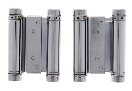 Lenlok Double Action, 100MM Spring Hinge, Pair, Chrome Plate