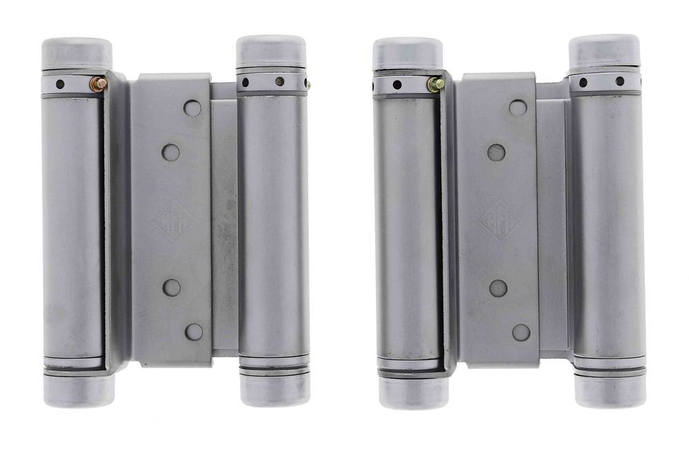 Lenlok Double Action, 100MM Spring Hinge, Pair, Satin Chrome