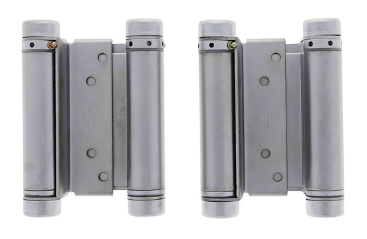 Lenlok Double Action, 100MM Spring Hinge, Pair, Satin Chrome