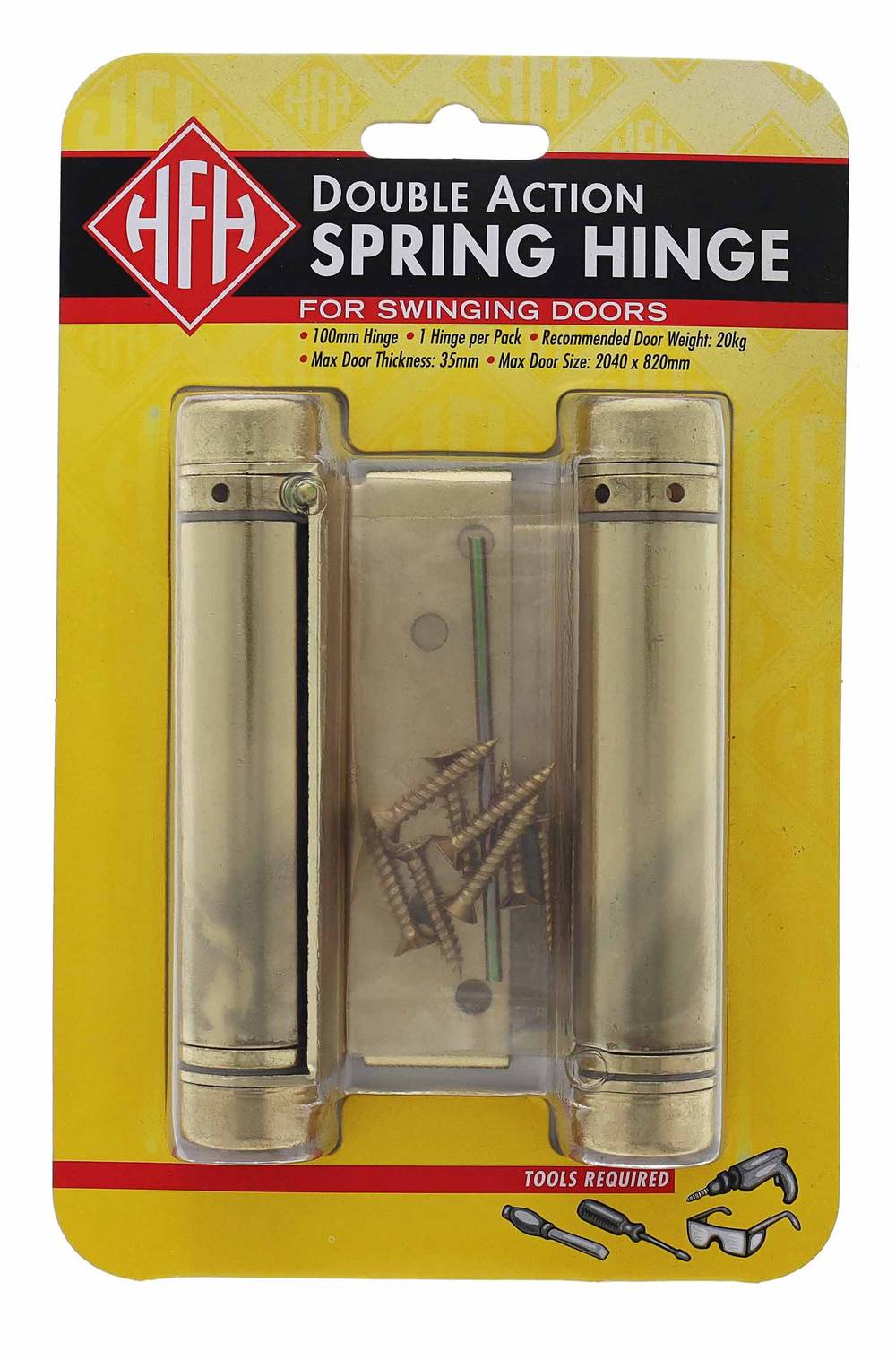 Lenlok Double Action, 100MM Spring Hinge, Display Pack, Brass