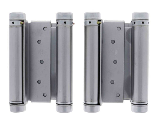 Lenlok Double Action, 150MM Spring Hinge, Pair, Satin Chrome