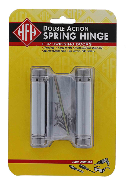 Lenlok Double Action, 75MM Spring Hinge, Display Pack, Chrome Plate