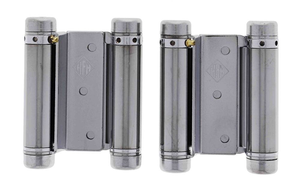 Lenlok Double Action, 75MM Spring Hinge, Pair, Chrome Plate