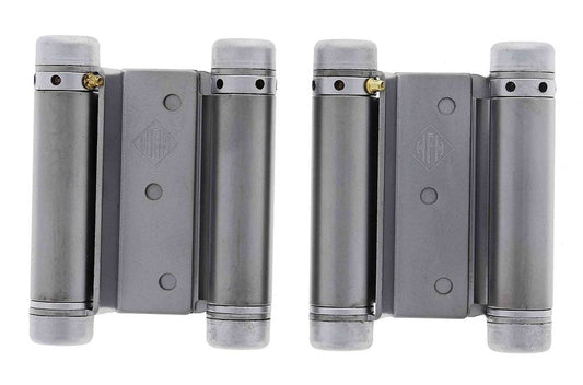 Lenlok Double Action, 75MM Spring Hinge, Pair, Satin Chrome